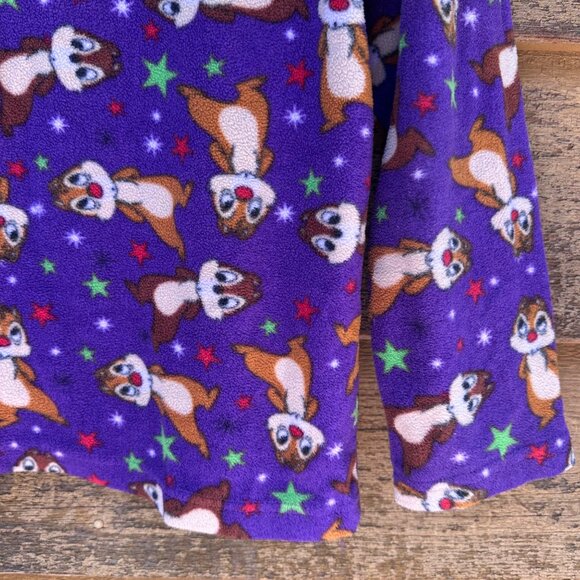 Disney Chip & Dale Womens Purple Fleece Button-Up Pajama Top L - Picture 11 of 12